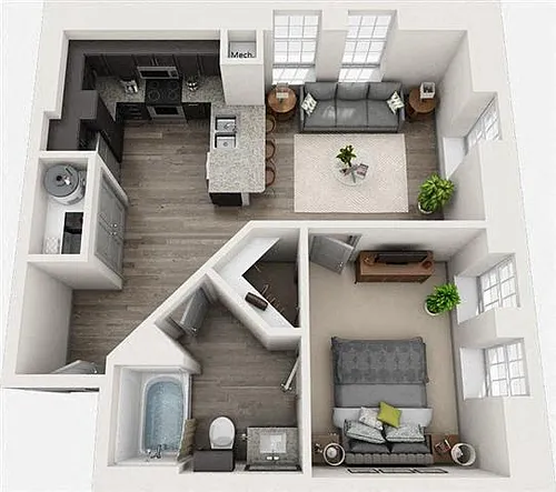 Floor plan THE COLLINS 646 sf