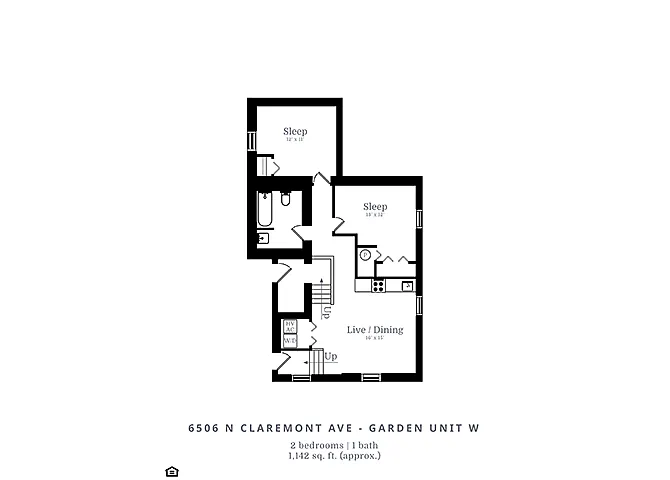 Floor plan 2 Bedroom | 1 Bath (C7)