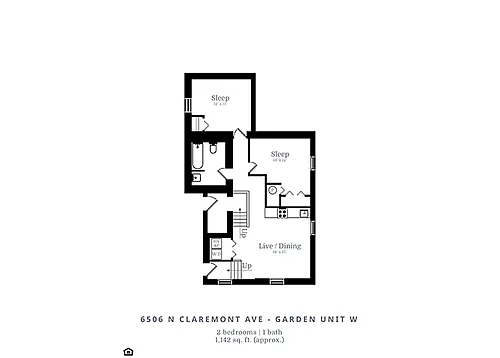 Floor plan 2 Bedroom | 1 Bath (C7)