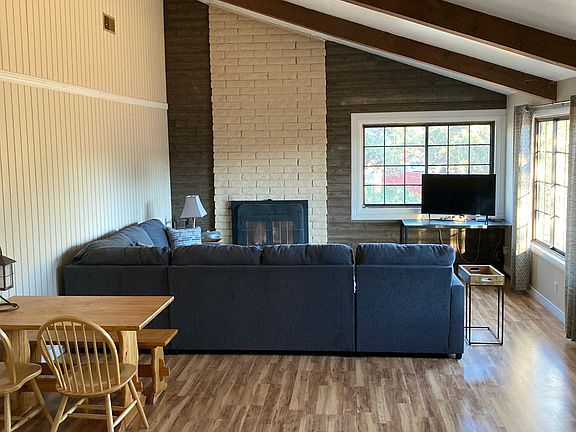 Living Room with wood burning fireplace