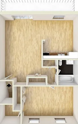 One bedroom, upper level floor plan One bedroom, upper level floor plan