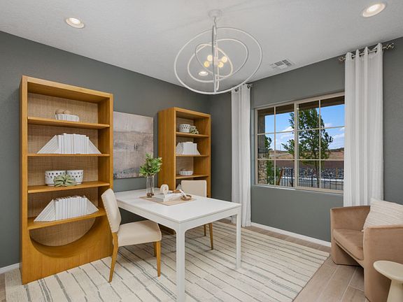 The den of the Trento home design can be used as a private home office, a sitting room, hobby space