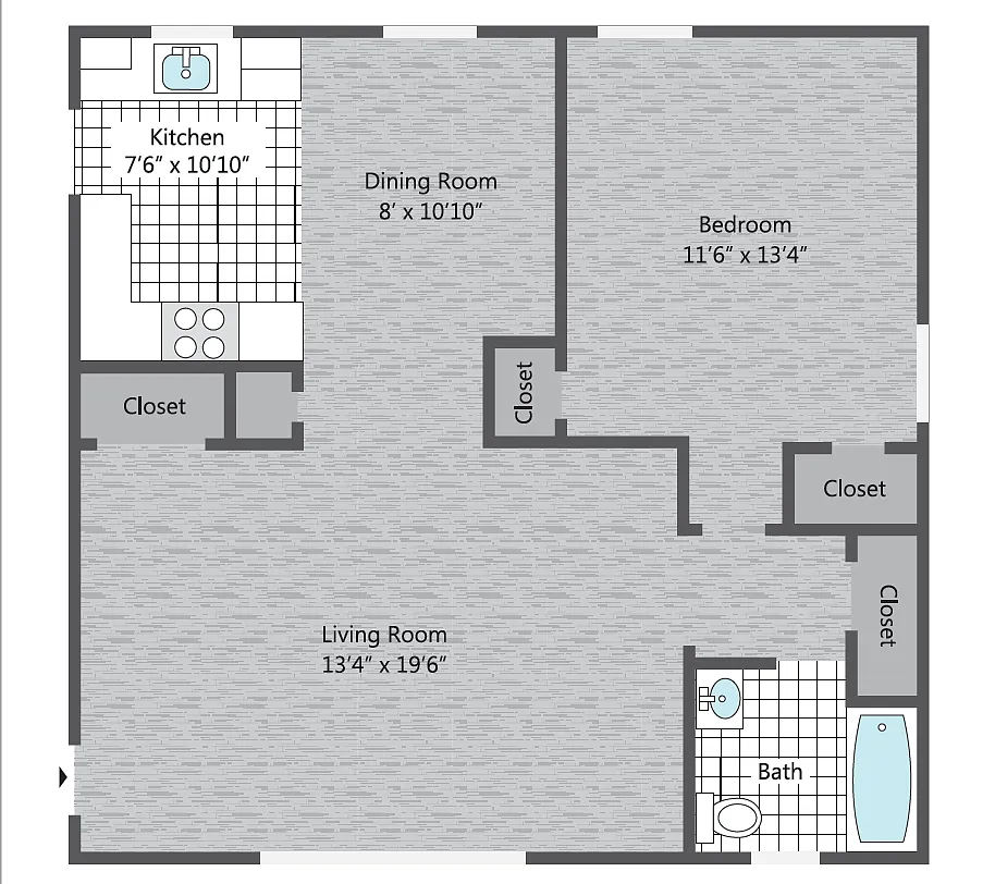 Floor plan 1 BR/ large - 825 SF