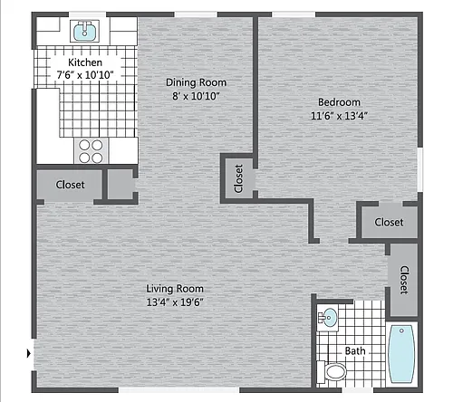 Floor plan 1 BR/ large - 825 SF