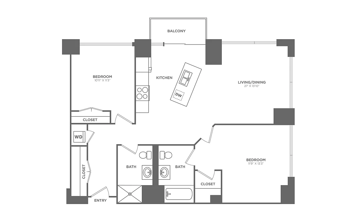 Floor plan 2 Bed/2 Bath-B4
