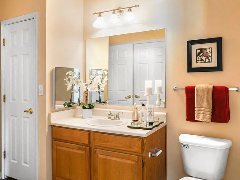 Spacious bathroom with ample storage