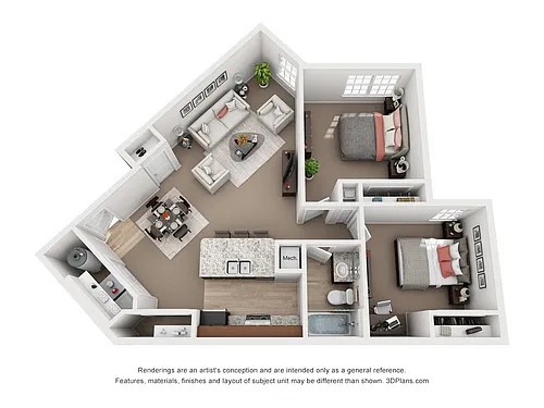 Floor plan Two Bedroom One Bath