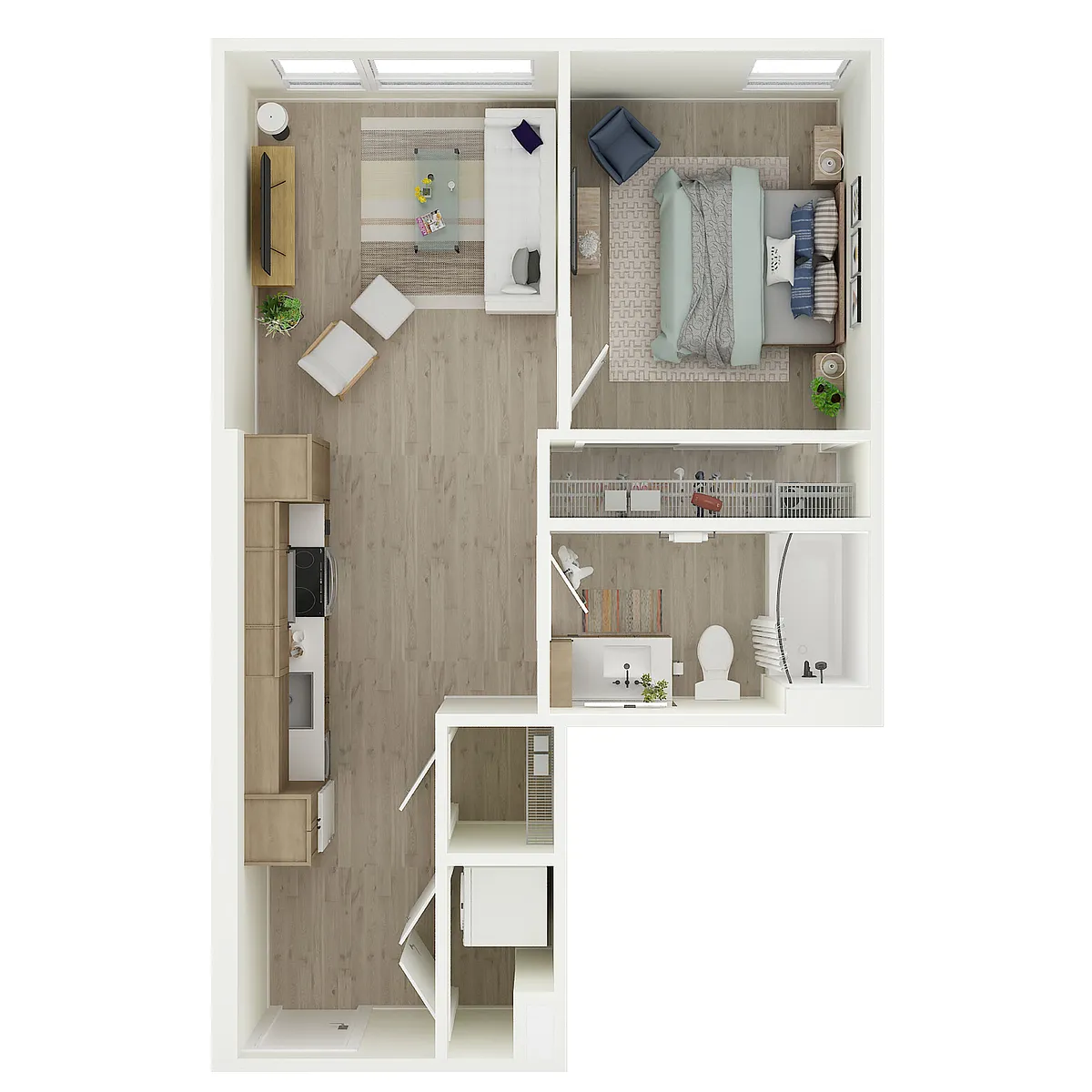 Floor plan 1 Bed 1 Bath - MFTE - a83.1