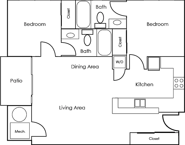 Two bedroom, two bath apartment Two bedroom, two bath apartment
