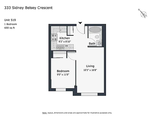 Floor plan 1 Bedroom - unit 1020