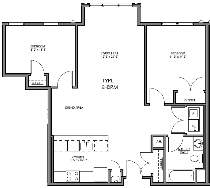 Floor plan 2 bed 1 bath