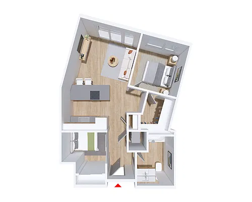 Floor plan 1-Bed Den B