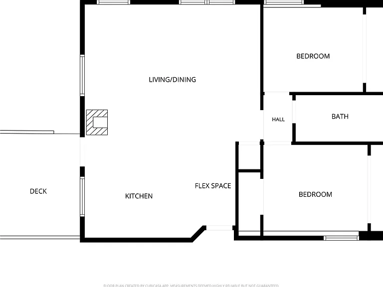 Bedrooms are the same size and have a full wall of closet space. Washer/Dryer is next to the hallway. Door near flex space will be locked on both sides and is the entrance to the owner's space.