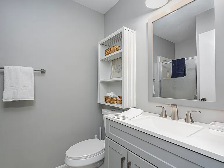 Downstairs bathroom with walk-in shower