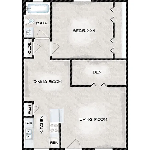 Floor plan One Bed One Bath B