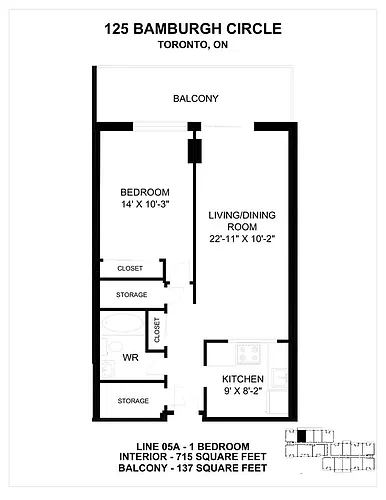 Floor plan 1 Bedroom 1 Bed 1 Bath