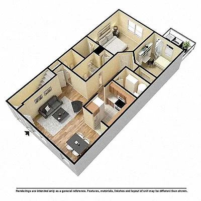Floor plan Two bedroom, breakfast bar 1