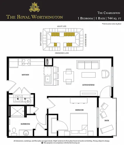 Floor plan 1B/1B Charleston