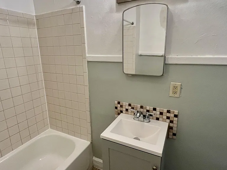 Bathroom with new light fixture