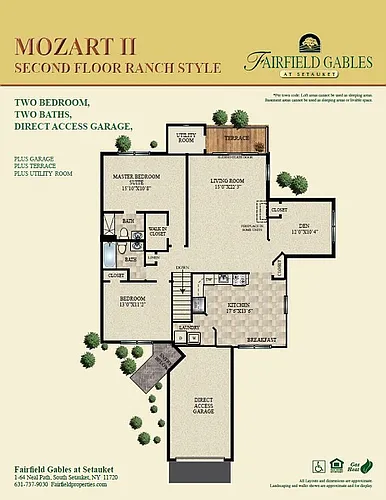Floor plan Mozart II 2BR Upper Plus Den With Attached Garage