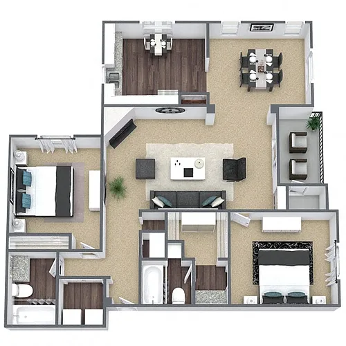 Floor plan B7: 2 Bed 2 Bath