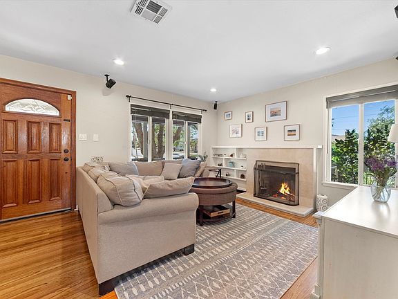 Living room with cozy fireplace