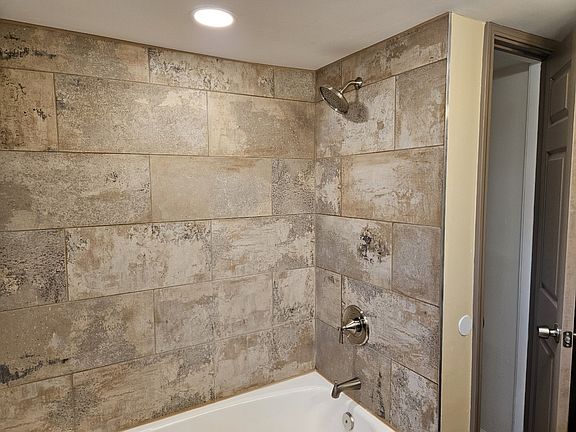 Boldly tiled bathroom