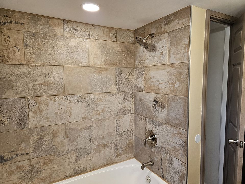 Boldly tiled bathroom