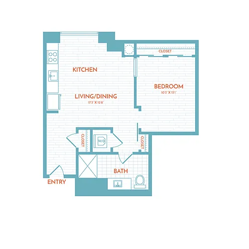 Floor plan B3 | 1 Bed | 1 Bath