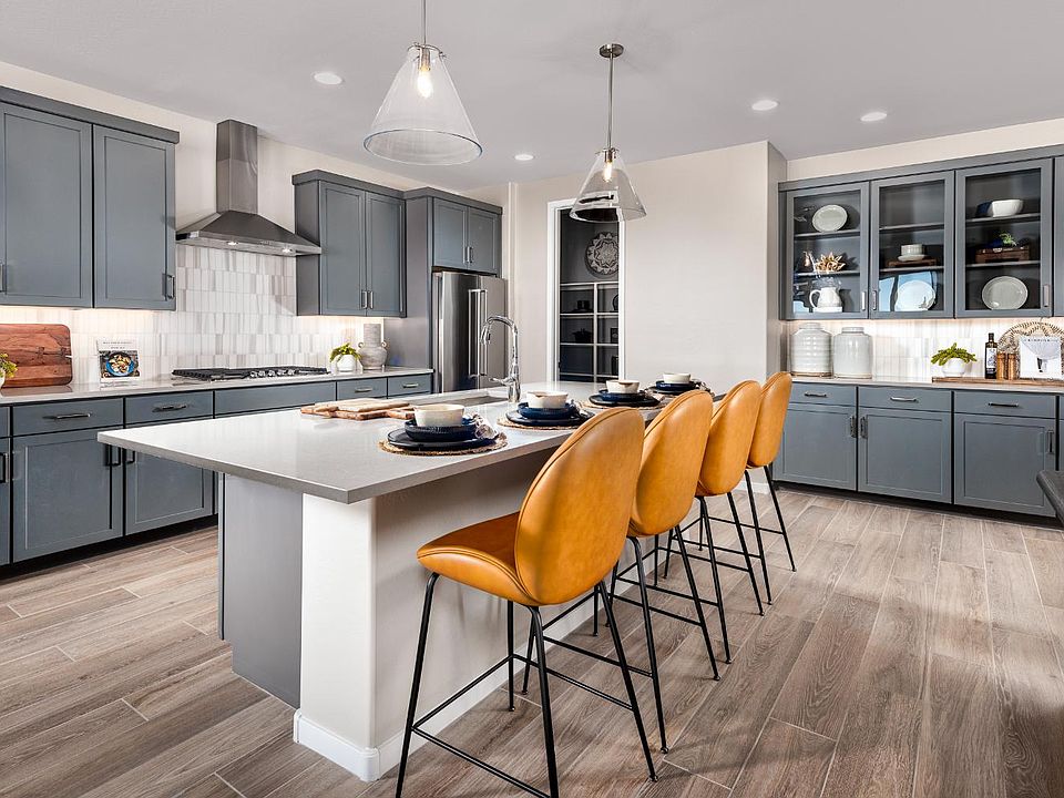 An image of the kitchen in the Solstice model home at Mariposa in Blossom Rock.