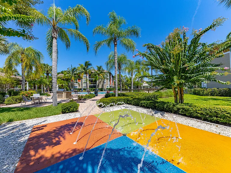 Pool area splash pad