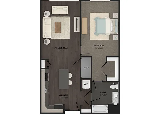 Floor plan 1 Bed/1 Bath-A3