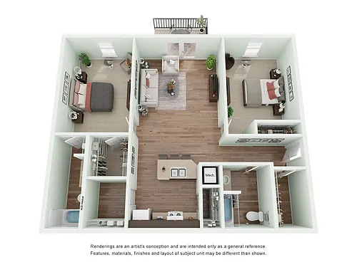 Floor plan 2 Bedroom Two Bathroom