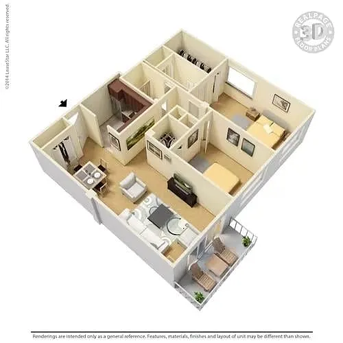 Floor plan 2 Bed 2 Bath