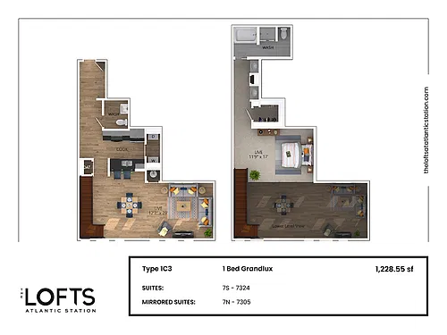 Floor plan 1C3 - 1 Bed Grandlux