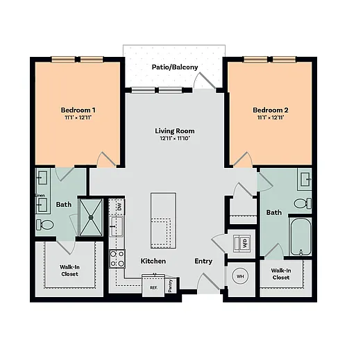 Floor plan 2 Bed / 2 Bath