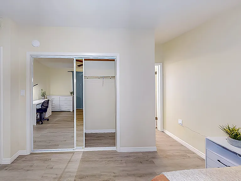 This is viewing the mirror closet in the room