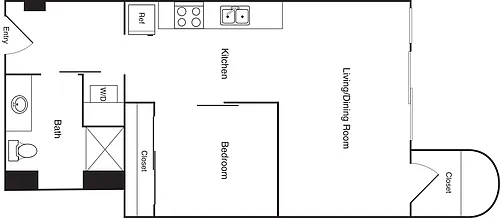 Floor plan 1X1 - B