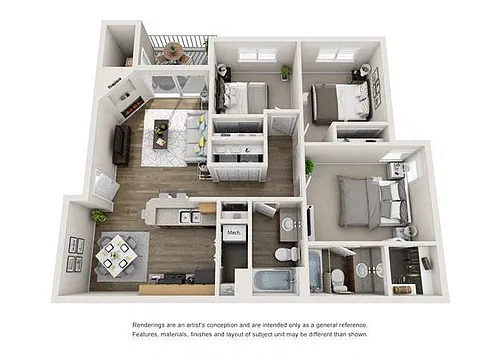 Floor plan Three Bedroom, Two Bathroom Classic