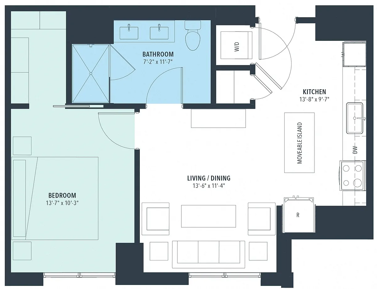 Floor plan 1 Bed/1 Bath-a10b