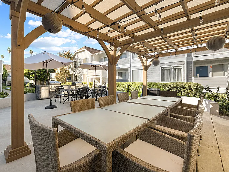Covered outdoor dining and barbeque area in main courtyard.