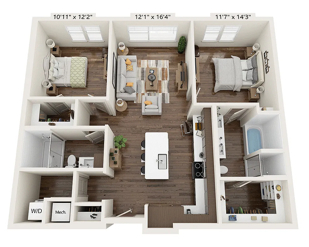 Floor plan Two Bedroom B2C-III