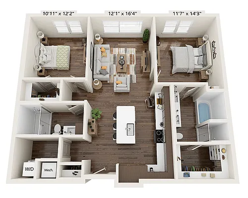 Floor plan Two Bedroom B2C-III