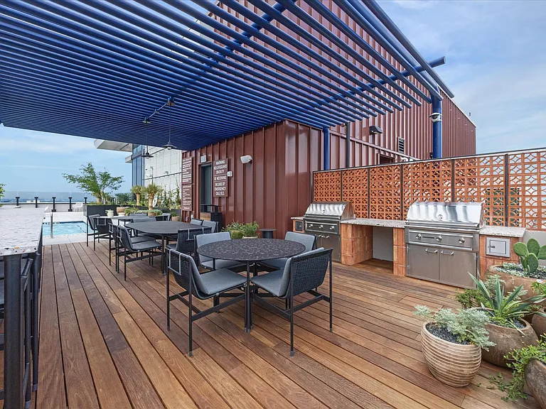 Rooftop grills and gathering area