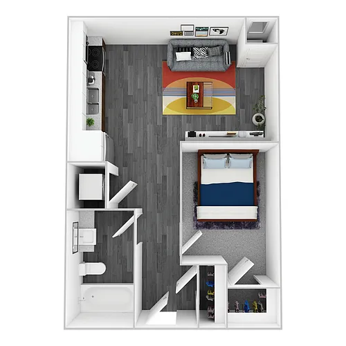 Floor plan 1 Bedroom Alcove D