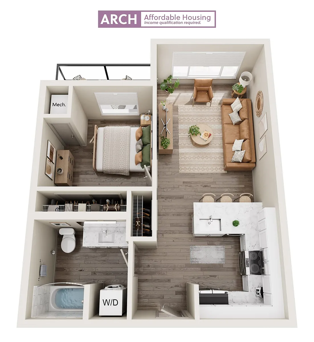 Floor plan A3 Affordable One Bedroom