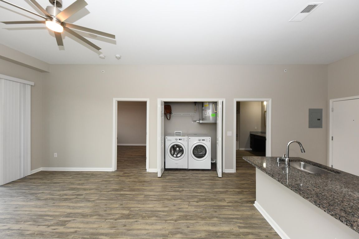 Living Room with Hardwood Style Flooring