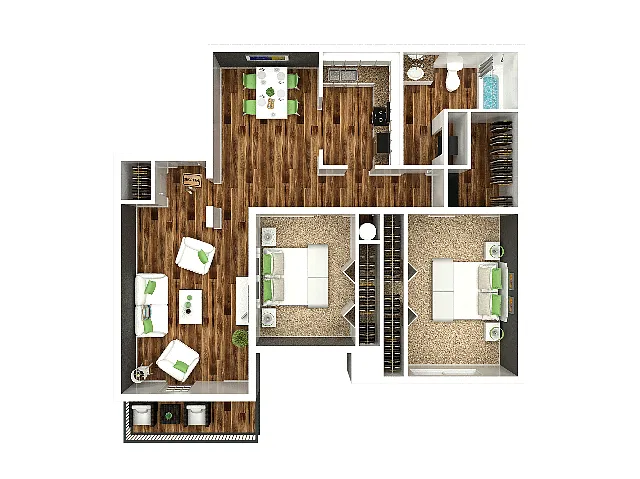 Floor plan 2 Bedroom 1.5 Bath