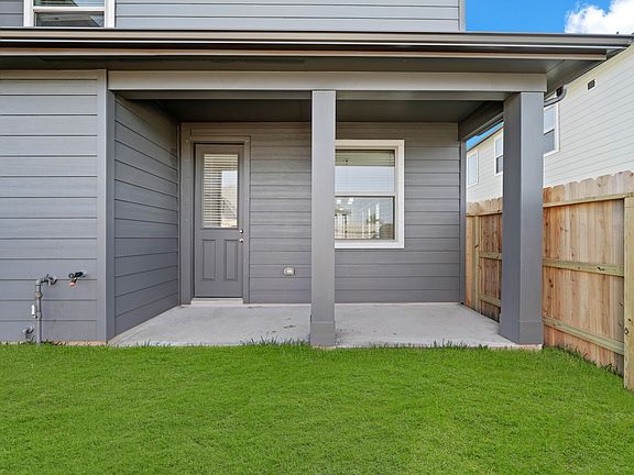 Covered patio in backyard