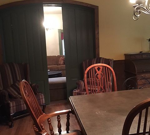 Dining room with pocket door